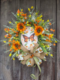 Butterfly Sunflower Front Door Wreath – Monarch Butterfly Spring Summer Floral Wreath – Orange Yellow Garden Decor