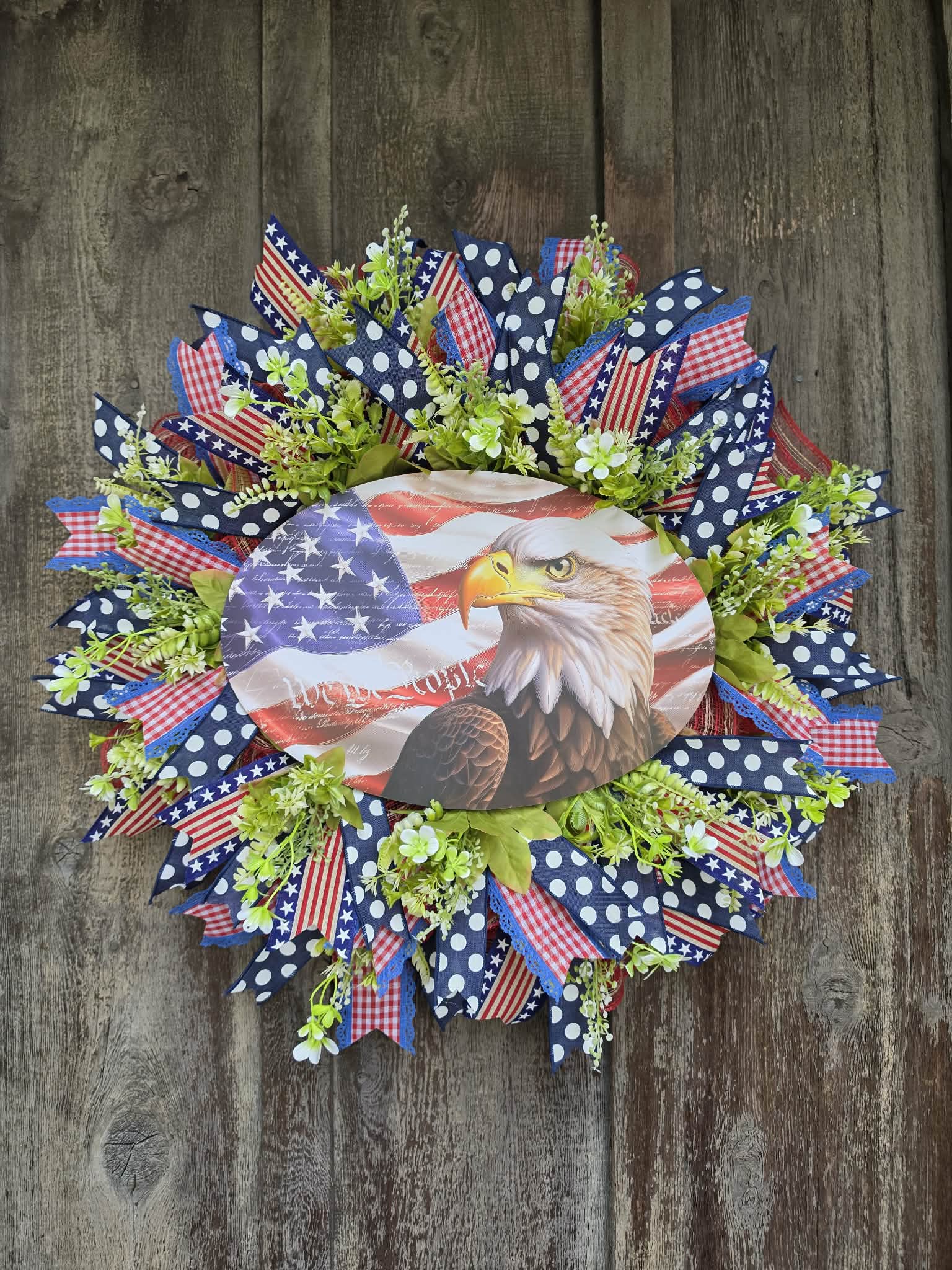 Patriotic Eagle Wreath – American Flag Fourth of July Front Door Wreath